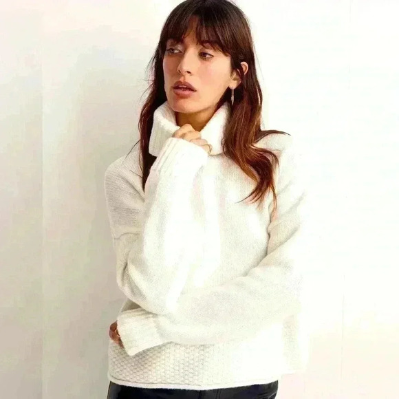 Madewell Sadler,antique,cream,turtleneck merino wool blend SOFT,cozy SZ-3X - Picture 1 of 9